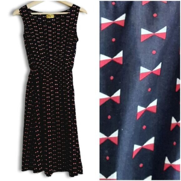 MAX C London Waist-Defined Knee Length Midi Dress Navy Blue Sz S - Picture 1 of 11